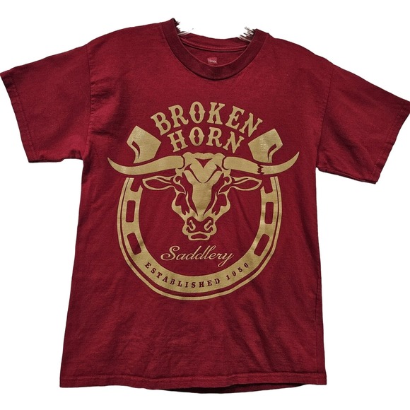 Hanes Vintage Y2K Broken Horn Saddlery Kids Graphic Ranch TShirt Size Large - Picture 1 of 6